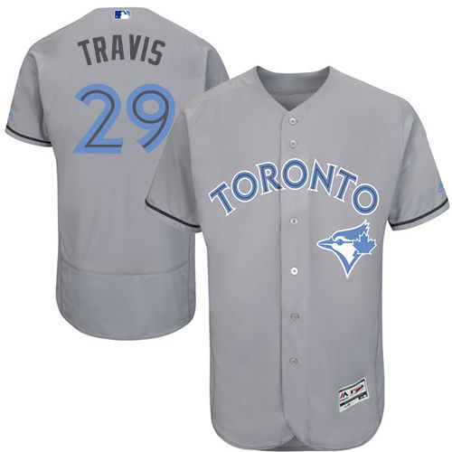 Blue Jays #29 Devon Travis Grey Flexbase Authentic Collection Father's Day Stitched MLB Jersey